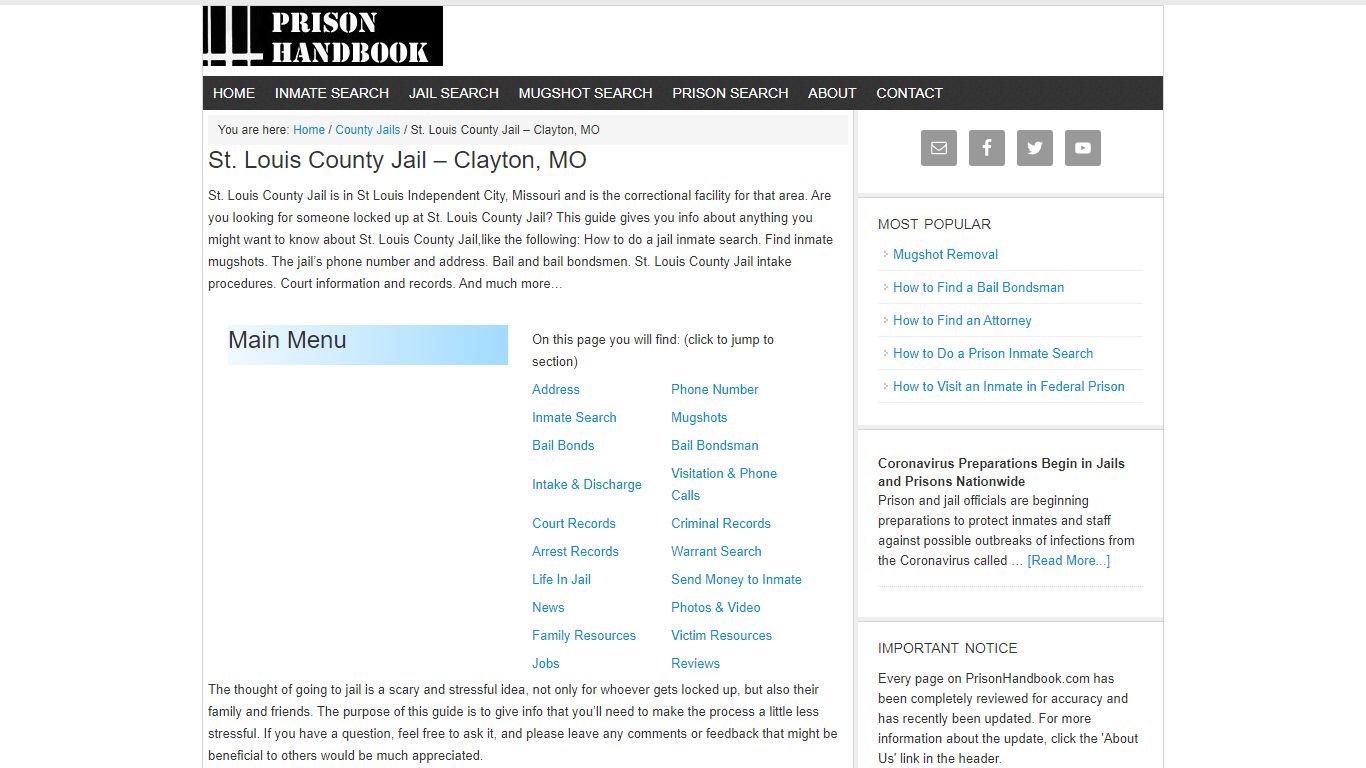 St. Louis County Jail – Clayton, MO - Prison Handbook